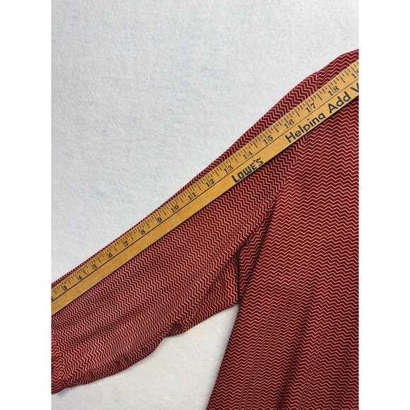 Downeast Womens Red Patterned 3/4 Sleeve Blouse With Gathered Front Detail - Picture 7 of 8